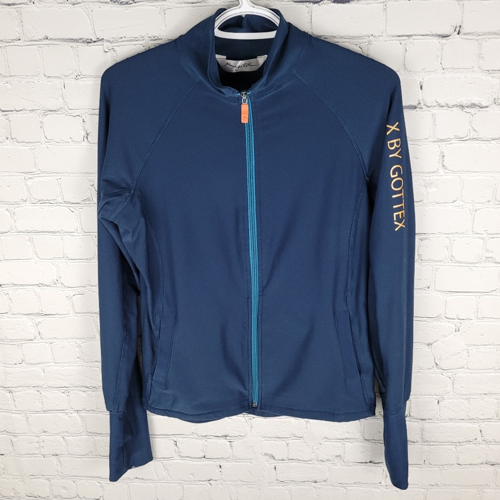 X by GOTTEX | full zip long sleeve mock neck stretch sport athletic jacket